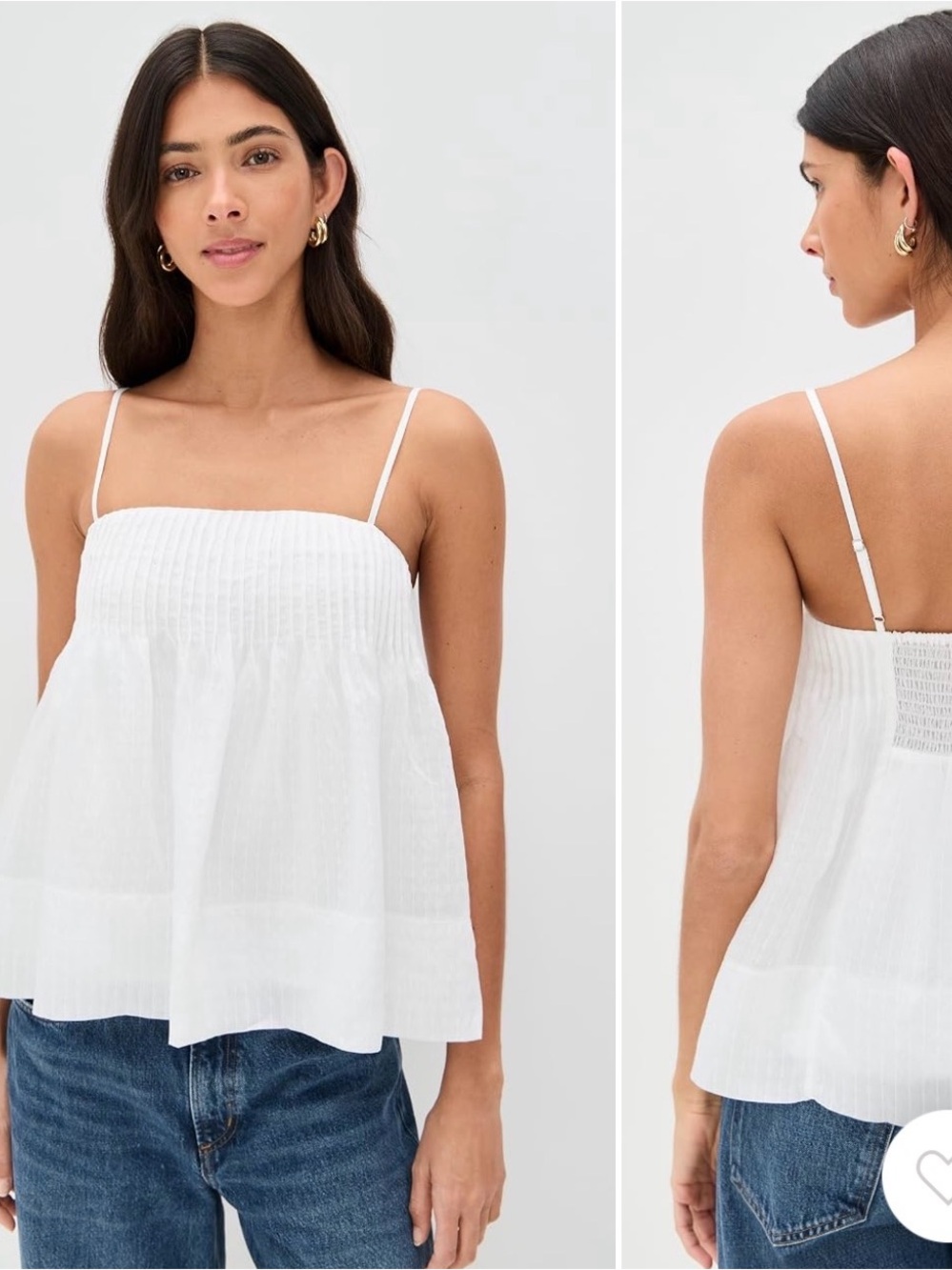 Reformation Cici Top- White Smocked Cami Tank